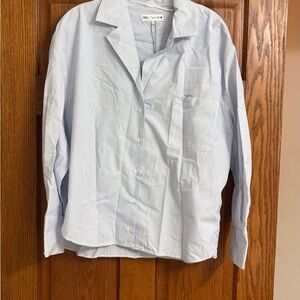Zara Light Blue Striped Casual Shirt